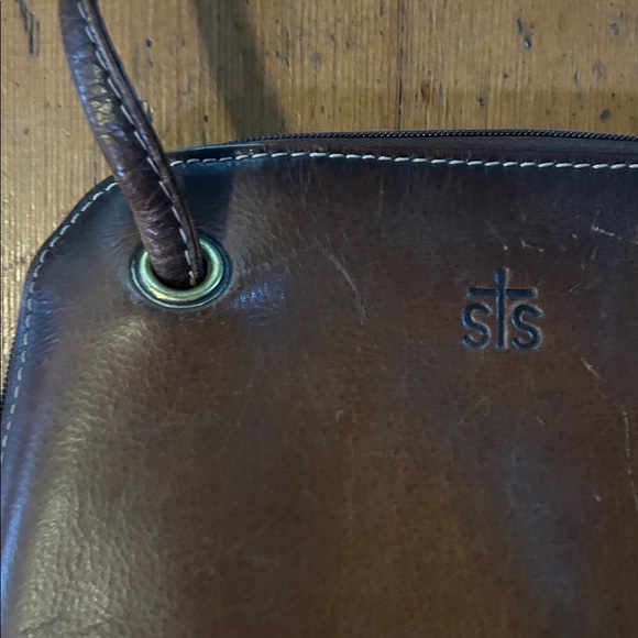 Women's STS Ranchwear brown genuine leather baroness classic crossbody bag purse - Picture 3 of 8
